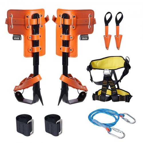 

VEVOR Set di Punte per Arrampicata sugli Alberi, 1 Paio Lega di Acciaio Corda Sicurezza e Imbracatura, Capacità 158,75 kg Attrezzatura Arrampicata Arboricoltura sugli Alberi, per Scalatori Arancione