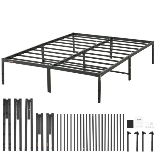 

VEVOR Struttura Letto Matrimonio 196x142x36 cm Rete a Doghe in Metallo Struttura Letto Matrimoniale Portata Max. 680 kg con Spazio di Stivaggio Sotto Letto 33cm Colore Nero, Telaio di Letto a Doghe