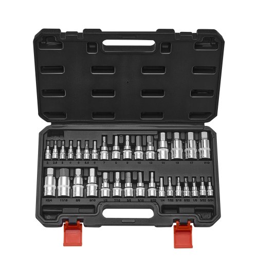 

VEVOR Set di Bussole Esagonali, 32 Pezzi, Acciaio Legato S2 e Acciaio Cr-V, Standard SAE e Metrico, Attacchi 0,63/0,95/1,27 cm, con Custodia di Stoccaggio per Meccanici Riparazione Auto