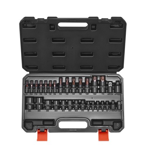 

VEVOR Set di Bussole Torx e Bussole Torx Esterne, 31 Pezzi T8 a T70 ed E4 a E24, Acciaio Legato S2 e Acciaio Cr-V, Attacchi da 0,63/0,95/1,27 cm, con Adattatore e Custodia di Stoccaggio