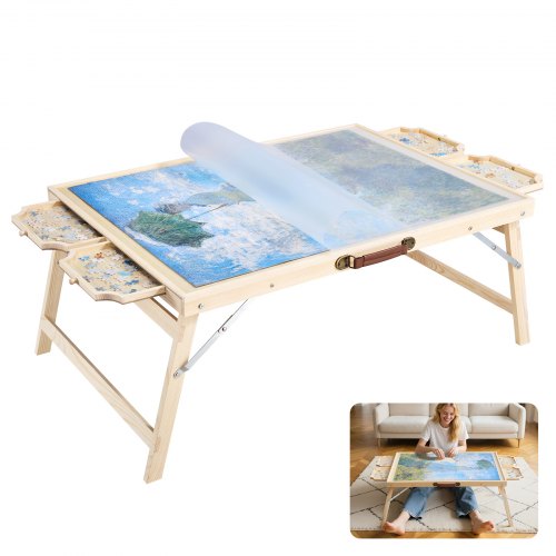 

VEVOR Tavolo da Puzzle Pieghevole da 1500 Pezzi con Gambe Pieghevoli, 4 Cassetti e Coperchio, Set da Tavolo per Puzzle Standard in Legno 865 x 635 mm per Adulti, Facile da Riporre
