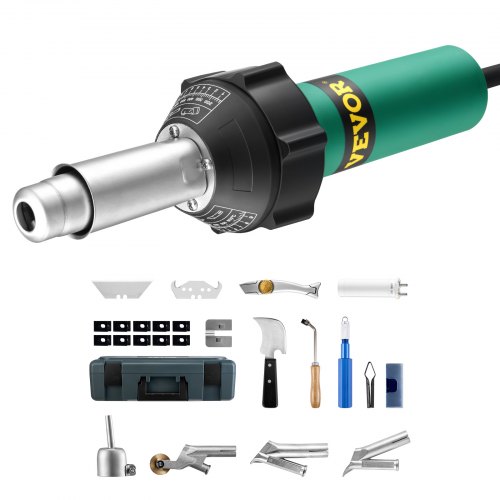 

VEVOR Saldatrice ad Aria Calda per Plastica, Pistola ad Aria Calda da 1600 W, Pistola Termica per Saldatura in Vinile TPO da 50°C - 600°C, Kit per Saldatura di Coperture in Plastica con 14 Accessori