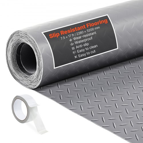 

VEVOR Tappeto Rivestimento da Pavimento in PVC 2,28 x 5,2 m, Tappetino Protettivo per Pavimento Diamantato Spesso 2,2 mm con Nastro Biadesivo, Antiscivolo Facile da Pulire per Magazzini