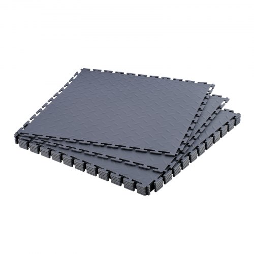 

VEVOR Piastrelle per Pavimenti da Garage, Confezione da 8 Piastrelle Modulari a Incastro da 513 x 513 x 5 mm, Tappetini Antiscivolo in PVC con Piastra Diamantata per Officina, Grigio Grafite