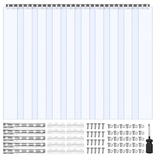 

VEVOR Tenda a Strisce in Plastica Spessore 2mm, Altezza 2,1m, 10 Strisce di Tenda Larghezza 1,5 m per Isolamento per Congelatori Magazzini Garage, Tenda in Plastica Superficie Liscia