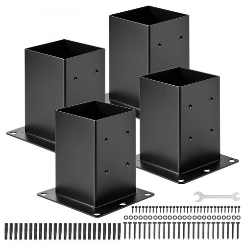 

VEVOR Base per Pali 146 x 146 mm Dimensioni Interne 142 x 142 mm Staffe per Pali in Acciaio al Carbonio per Impieghi Gravosi, per Supporto Ringhiera per Gazebo, Piastra di Base per Ponte, 4 PZ, Nero