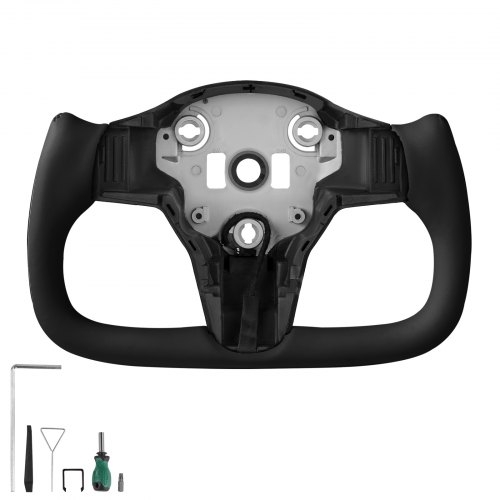 

VEVOR Volante per Tesla Model 3 2016-2023, Volante in Fibra di Carbonio a Forma di D con Fondo Piatto e Funzione di Riscaldamento, Impugnatura in Pelle con Trama Antiscivolo, Accessori di Ricambio