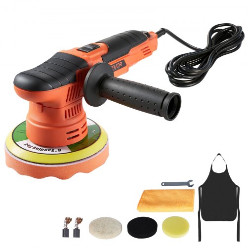 

VEVOR Lucidatrice Orbitale Casuale per Auto 650 W, Lucidatrice a Doppia Azione da 150 mm, con 6 Velocità Variabili da 2000 a 6800 Giri/Min, Kit per Ceratura, Lucidatura e Rimozione Graffi, Multiuso