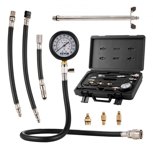 

VEVOR Kit di Manometro per Compressione con 9 Adattatori Motori a Benzina Manometro 0-300 PSI, Manometro Misuratore Pressione Auto Strumento Diagnostico Cilindro Motore per Auto Moto Officina Garage