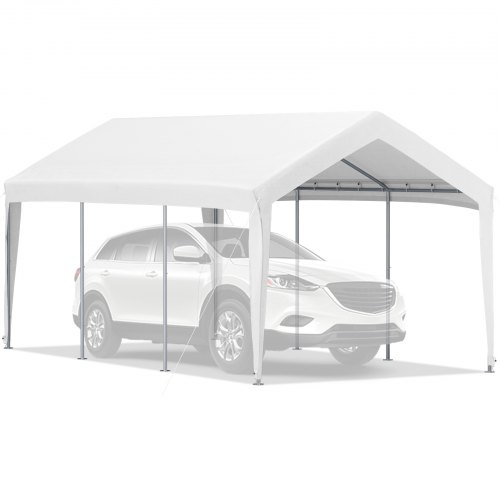 

VEVOR Gazebo Bianco Tenda per Posto Auto da Esterno 8 Pali Copertura 3m x 6m Altezza Regolabile in Materiale PE, Coperta Anti-UV Protezione per Auto Barche Veicoli da Esterno 8 Pali in Acciaio Zincato