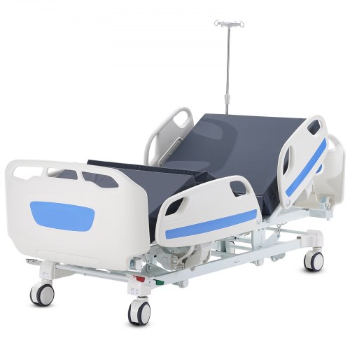 

VEVOR Letto Ospedaliero 5 Funzioni, Letto Terapia Intensiva Medica Elettrico con Cuscinetto Trendelenburg Contro-Trendelenburg, Rotelle Bloccabili, Supporto per Flebo per Uso Ospedaliero Domestico