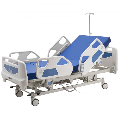 

VEVOR Letto Ospedaliero Elettrico a 5 Funzioni, Letto Elettrico con Trendelenburg Sistema Chiusura Centralizzata con Ruote per Degenza Ospedale Domestico, Carico max. 250 kg Angolo Schienale 0 - 75°