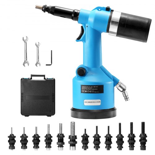 

VEVOR Rivettatrice Pneumatica, Kit di Rivettatrice Pneumatica, con Forza di Trazione di 20,2 KN, 13 Misure di Punte per Rivetti Pop Idraulici ad Aria Compressa Utensili Meccanici Impieghi Gravosi