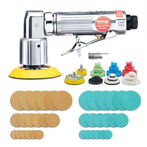 

VEVOR Mini Levigatrice Pneumatica 25/50/76 mm Kit Levigatrice Orbitale ad Aria Compressa Velocità 15000 Giri/min, Kit Levigatrice per Carrozzeria 58 Pezzi, Mini Lucidatrice Orbitale ad Aria Compressa