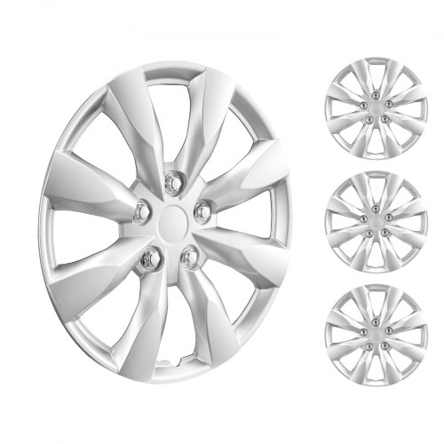

VEVOR Coprimozzi Copricerchi, 440 mm Diametro, Coprimozzo Antigraffio con Foro per Ugello a Scatto e Valvola, Coprimozzo con Elevata Rigidità e Minore Resistenza al Vento, Peso 3,2 kg, Argento