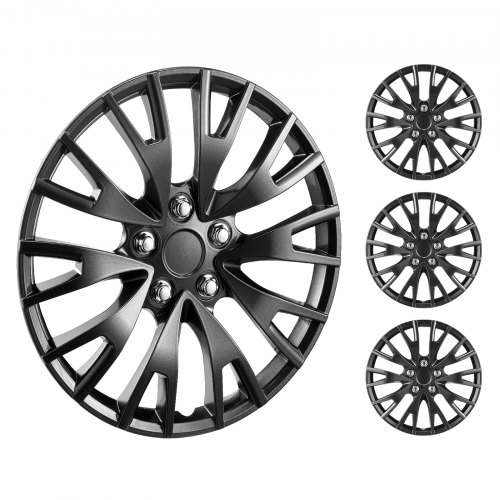 

VEVOR Coprimozzi Copricerchi, 437 x 55 mm Diametro, Copriruota Antigraffio con Foro per Ugello a Scatto e Valvola, Coprimozzo in ABS e PC con Elevata Rigidità e Minore Resistenza al Vento, Nero