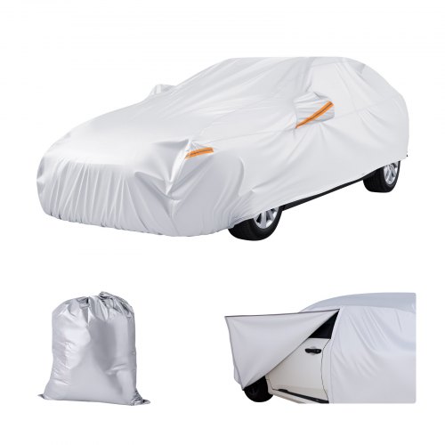 

VEVOR Telo Copriauto per Modelli di Berline Full-size Europee, Telo Protezione per Tutte le Stagioni da Sole, Pioggia, Vento, Copertura da Esterno Completa con Cerniera Sulla Portiera, Argento