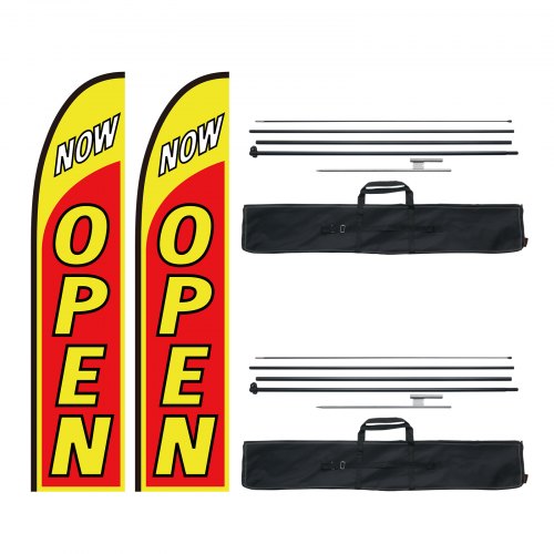 

VEVOR Open Flags con Kit Palo, Bandiere Pubblicitarie per Attività Commerciali all'Esterno, con 2 Bandiere a Striscione, 2 Pali, 2 Picchetti da Terra, Bandiere Swooper con Cartello Aperto 440 cm