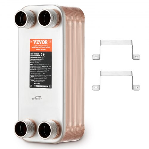 

VEVOR Scambiatore di Calore, Piastre Brasate in Rame o Acciaio Inossidabile 316 L 127x305 mm, 30 Piastre, per Riscaldamento a Pavimento, Riscaldamento Acqua, Scioglimento Neve, Raffreddamento Birra