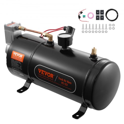 

VEVOR Kit Compressore d'Aria 12V Serbatoio da 3 Litri, Kit Compressore d'Aria per Clacson Tromba, Pressione di Esercizio 90-120 PSI, Sistema di Compressore d'Aria Integrato per Clacson Tromba Camion