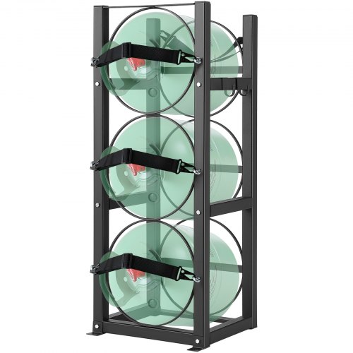 

VEVOR Portabottiglie Gas, Capacità 3 x 13,6 kg, Portabombola Refrigerante 32,5 x 33 x 84 cm, Scaffale in Solido Acciaio A3 per Freon, Gas, Ossigeno, Azoto