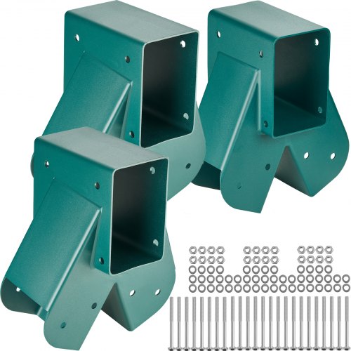 

VEVOR Set di Connettore per Altalena 3 Pezzi, Attrezzatura di Connettore 3 Pezzi per Altalena in Acciaio al Carbonio Supporto Medio per Trave in Legno Palo Accessori di Montaggio 10,2 x 10,2 cm, Verde