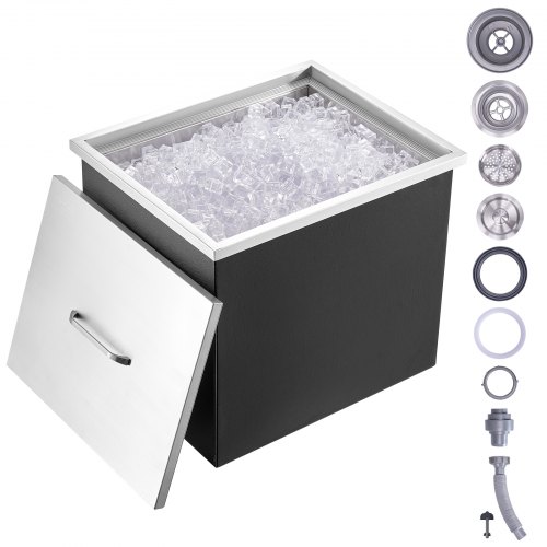 

VEVOR Vaschetta per Ghiaccio da Incasso Capienza max. 77,9L circa Dimensioni 532x430x458 mm, Ghiacciaia da Incasso con Coperchio in Acciaio Inox Conservazione di Cubetti di Ghiaccio da Bar Feste Hotel