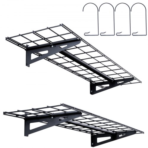 

VEVOR Scaffali per Garage da 2 Pezzi Griglia per Garage Portaoggetti 122 x 30,5 cm Montaggio da Parete, Capacità di Carico 90,7 kg ca., Scaffali Galleggianti per Organizzazione del Garage, Officina