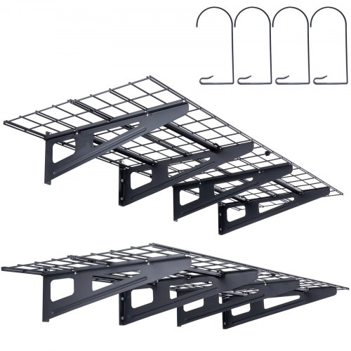 

VEVOR Scaffali per Garage da 2 Pezzi Griglia per Garage Portaoggetti 183 x 61 cm Montaggio da Parete, Capacità di Carico 227 kg ca., Scaffali Galleggianti per Organizzazione del Garage, Officina, Nero