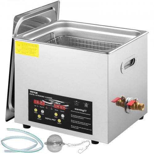 

VEVOR Pulitore a Ultrasuoni Aggiornato 10 L (riscaldatore 400 W ultrasuoni 240 W) Pulitore a Ultrasuoni da Laboratorio Digitale con Temporizzatore del Riscaldatore per Pulizia di Parti di Strumenti