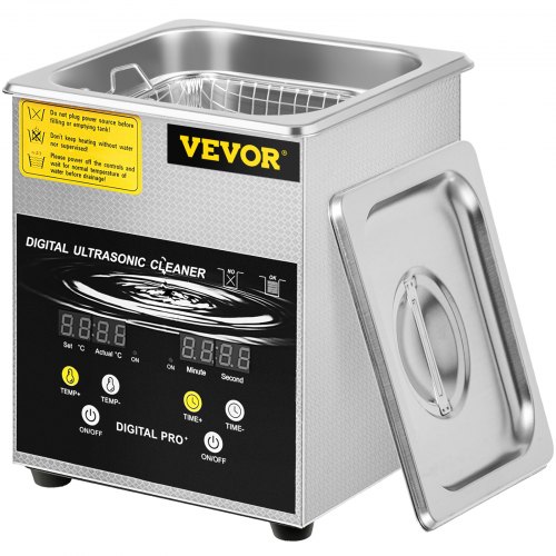 

VEVOR Pulitore a Ultrasuoni Aggiornato 2 L (Riscaldatore da 100 W a Ultrasuoni da 60 W) Pulitore per Parti a Ultrasuoni da Laboratorio Digitale con Temporizzatore per Pulizia di Parti di Gioielli