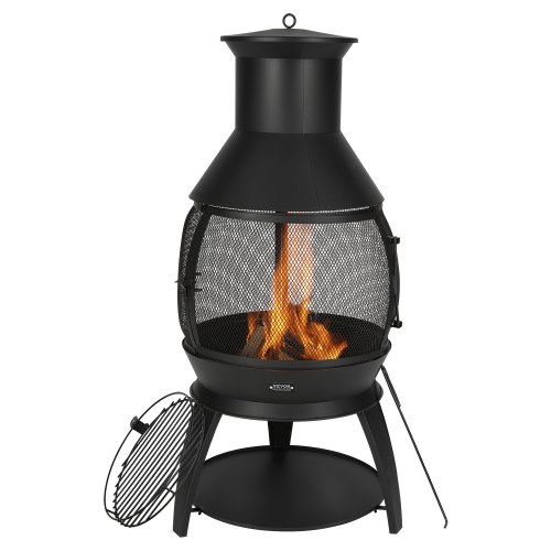 

VEVOR Chiminea ad Alta Tolleranza 559 mm Braciere a Legna per Esterni, Camino Sferico in Ferro per Barbecue e Riscaldamento, con Griglia a Maglie, Coperchio Antiruggine per Camino, per Patio, Cortile