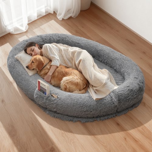 

VEVOR Cuccia per Cani di Taglia Grande da 1740 x 1180 x 240 mm, Letto per Cani a Misura Umana, con Tasca Laterale, Maniglia e Cerniera, Fodera Rimovibile e Lavabile in Lavatrice, Pelo Alto