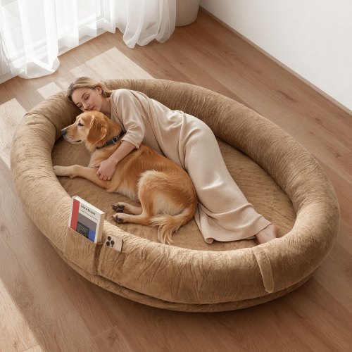 

VEVOR Letto Stile Cane per Umani Amici Pelosi da 1770 x 1230 x 240 mm, Letto per Cani a Misura Umana, con Tasca Laterale, Maniglia e Cerniera, Fodera Rimovibile e Lavabile in Lavatrice, Pelo Corto