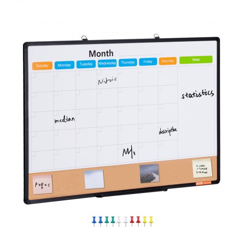 

VEVOR Calendario Mensile Lavagna e Bacheca Combinati 900 x 600 x 13 mm Bacheca Magnetica 2 in 1, con Telaio in Alluminio, Cancellabile a Secco Montata a Parete, 2 kg Ideale per Scuola, Casa, Ufficio