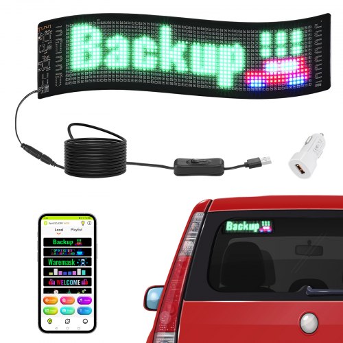 

VEVOR Insegna luminosa a LED programmabile flessibile, cartellone scorrevole a colori P5, pannello pubblicitario, controllo app Bluetooth, per negozio, bar, pubblicità, 38x10 cm