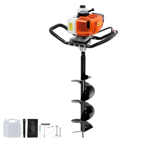 

VEVOR Trivella per Pali a Gas 63 CC 2400 W Trivella per Terra, Trivella a Gas con Punte 200 mm 1 Asta di Prolunga, Trivella per Pali di Recinzione per Piante da Giardino, Piantagione, Arancione e Nero