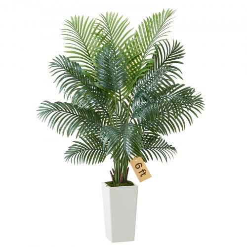 

VEVOR Palma Areca Artificiale 1829 mm, Pianta Tropicale Finta con Fioriera Bianca Alta, Pianta Finta in Seta da Pavimento in Vaso, Grandi Alberi per Casa, Ufficio, Interno ed Esterno