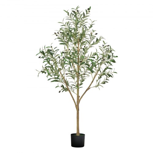 

VEVOR 150 cm Albero di Ulivo Artificiale con Vaso Nero, Albero Finto Alto con Tronco in Legno Naturale e Foglie e Frutti Verdi Realistici, Pianta Artificiale da Interno per Casa, Ufficio, Soggiorno