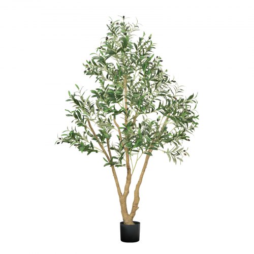 

VEVOR 180 cm Albero di Ulivo Artificiale con Vaso Nero, Albero Finto Alto con Tronco in Legno Naturale e Foglie e Frutti Verdi Realistici, Pianta Artificiale da Interno per Casa, Ufficio, Soggiorno
