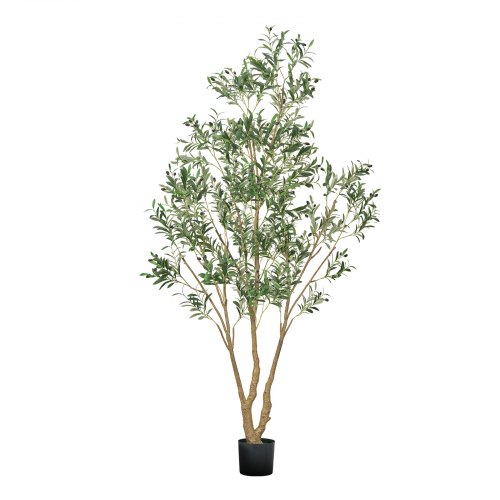 

VEVOR Albero Artificiale da Interno da 2438 mm con Vaso Nero, Albero di Ulivo Artificiale con Tronco in Legno Naturale e Foglie e Frutti Verdi Realistiche, per Casa, Soggiorno, Decorazione d'Angolo