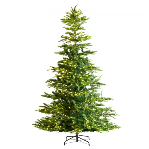

VEVOR Albero di Natale, Albero Natale Artificiale Preilluminato 2,25 m, Albero con Decorazioni Natalizie Complete con 700 Luci LED Bianche Calde, 1319 Punte di Rami, Base in Metallo per Decorazioni