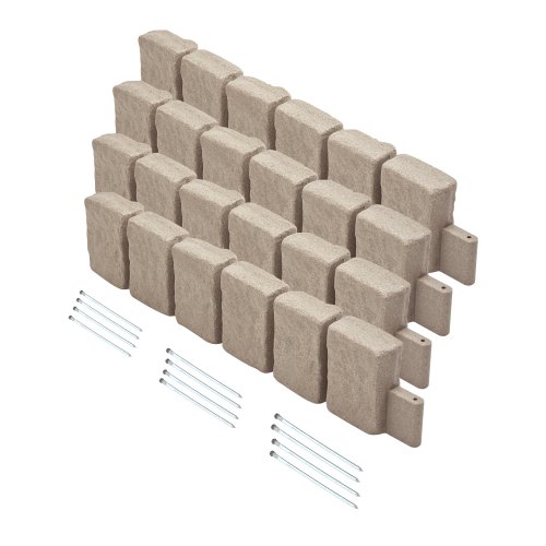 

VEVOR Bordatura per Prato in Finta Pietra 1200 x 230 mm Bordatura per Cortile Resistente allo Sbiadimento, Dimensioni di Mattone con Punte di Ancoraggio, per Vialetti, Passerelle, Beige, 4 Pezzi