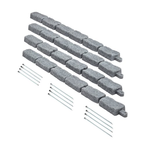 

VEVOR Bordatura per Prato in Finta Pietra 1180 x 57 mm Bordatura per Cortile Resistente allo Sbiadimento, Dimensioni di Mattone con Punte di Ancoraggio, per Vialetti, Passerelle, Grigio, 4 Pezzi