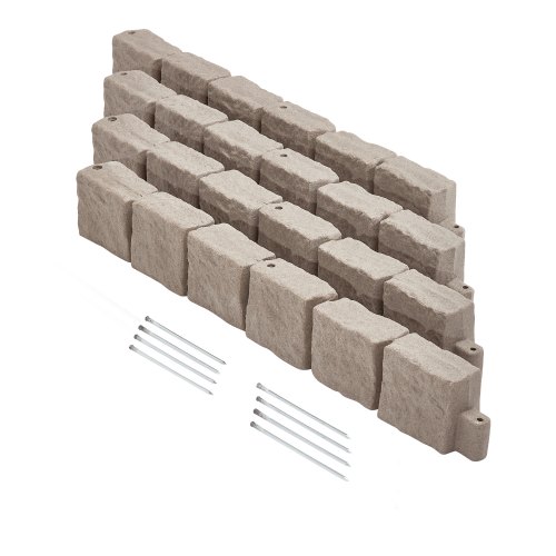 

VEVOR Bordatura per Prato in Finta Pietra 1190 x 100 mm Bordatura per Cortile Resistente allo Sbiadimento, Dimensioni di Mattone con Punte di Ancoraggio, per Vialetti, Passerelle, Marrone, 4 Pezzi