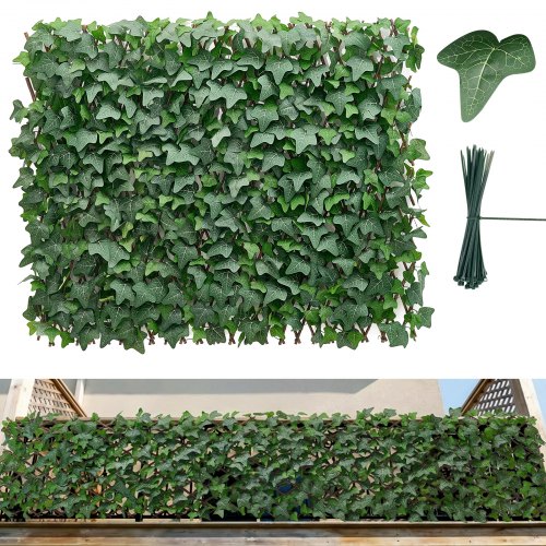 

VEVOR Parete Verde Artificiale 63,5 x 320 cm con Foglie di Edera Realistiche, Siepe Artificiale Espandibile per Decorazione e Protezione della Privacy, Ideale per Balcone Giardino Cortile e Terrazzo