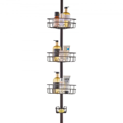 

VEVOR Palo di Tensione per Doccia Angolare, 990 mm a 3175 mm di Altezza, 3 Strati, Palo di Tensione per Doccia con Vassoio Portante Robusto, Palo di Tensione Antiruggine Adatto per Bagno, Bronzo