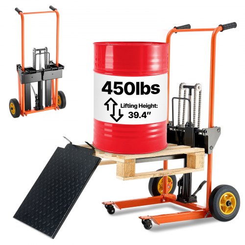 

VEVOR Carrello Elevatore Idraulico con Argano Carico 205 kg Sollevamento 1000 m