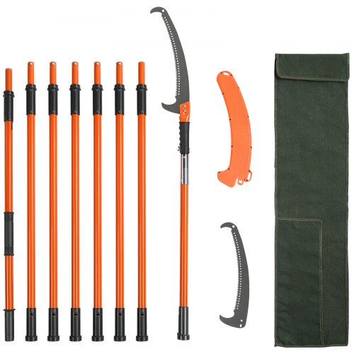 

VEVOR Seghetto per Potatura Manuale Asta Estensibile tra 2,24-8,24m con Borsa per Tagliare Segare Rami Boschi Alberi in Altezza, Troncarami Manuale 5,1kg Palo Estensibile in Fibra di Vetro Lama Curva