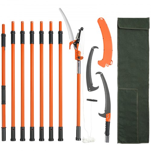 

VEVOR Seghetto per Potatura Manuale Asta Estensibile tra 2,24-8,24m con Borsa per Tagliare Segare Rami Boschi Alberi in Altezza, Troncarami Manuale 5,9kg Palo Estensibile in Fibra di Vetro Lama Curva